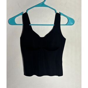 Womens Black Seamless Shapewear Tank Top Built In Bra Stretch Camisole Size S